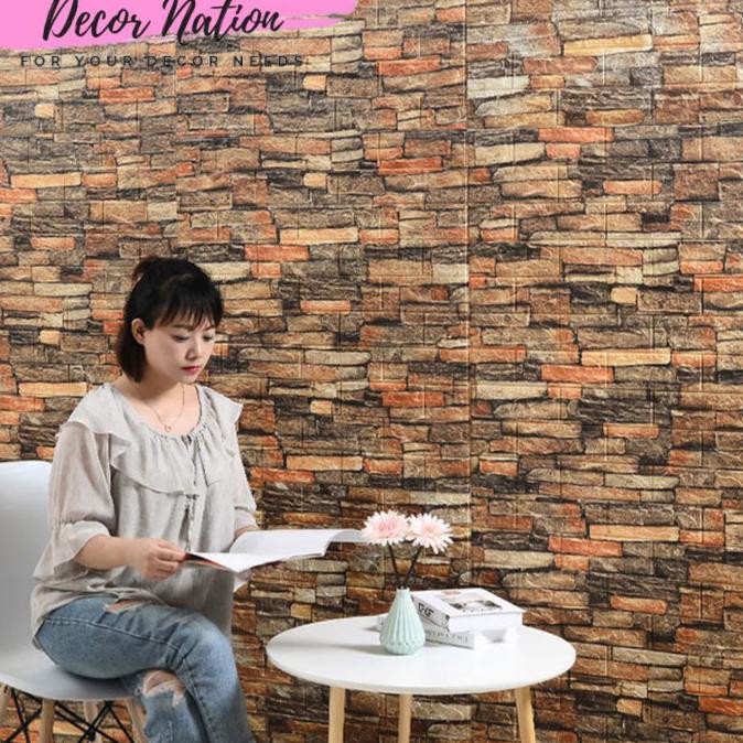 Segera Miliki Decor.Nation® Wallpaper Dinding Foam Sticker Batu Alam Abu Hitam - Random Trendi