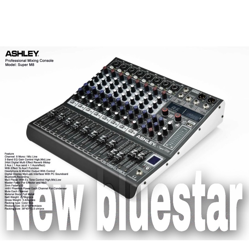 Amplifier MIXER ASHLEY AX8N/Super M8 Bluetooth Original 8 Channel