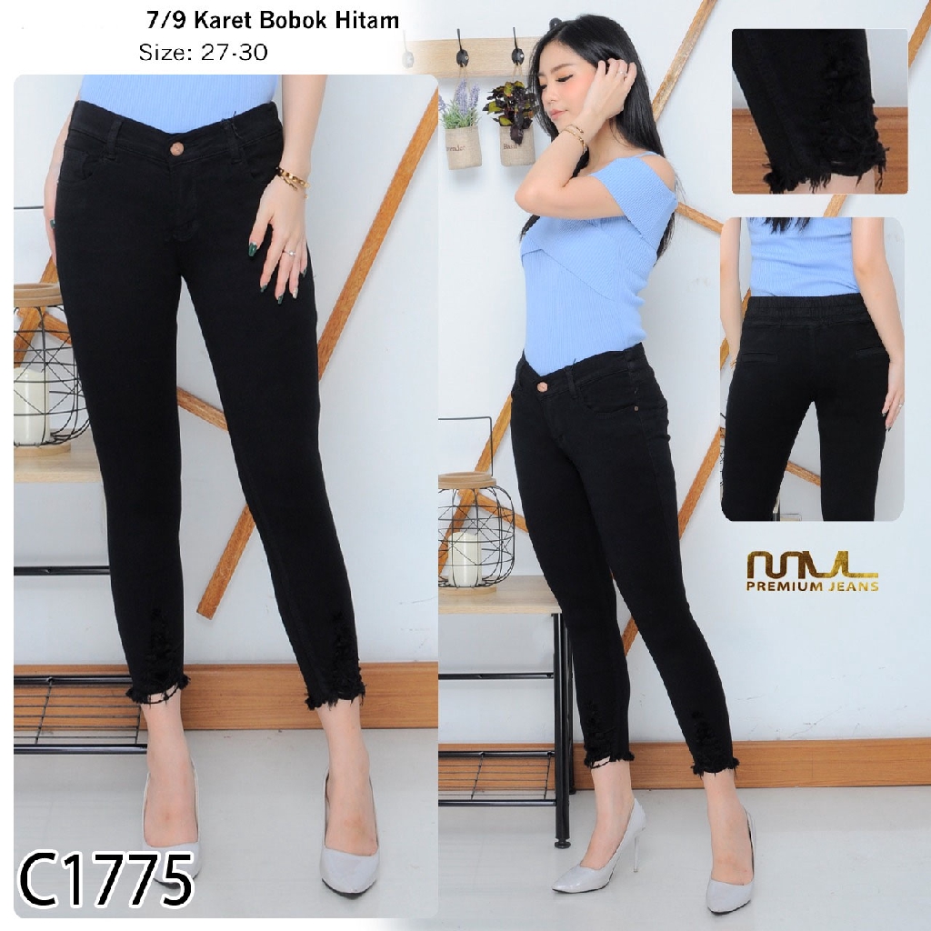 PROMO PAKAIAN WANITA KEKINIAN /jeans 7/9 hitam