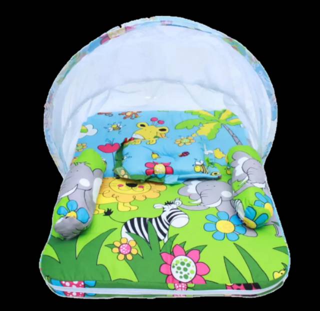 Kasur bayi kelambu set bantal guling lipat jungle