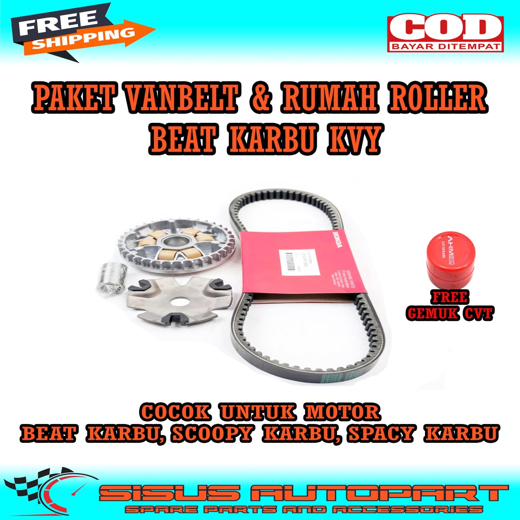 PAKET VBELT DAN RUMAH ROLLER BEAT KARBU SCOOPY KARBU SPACY KARBU / RUMAH ROLLER  ASSY DAN VANBELT BEAT KARBU KVY