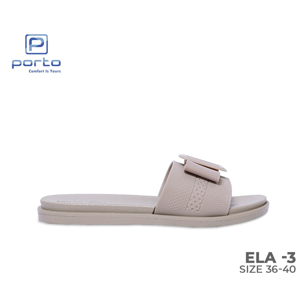 ELA-3 - Porto Leveling Sandal Wanita Selop Harian Pita Santai Cantik Casual Nyaman Empuk Porto Lady