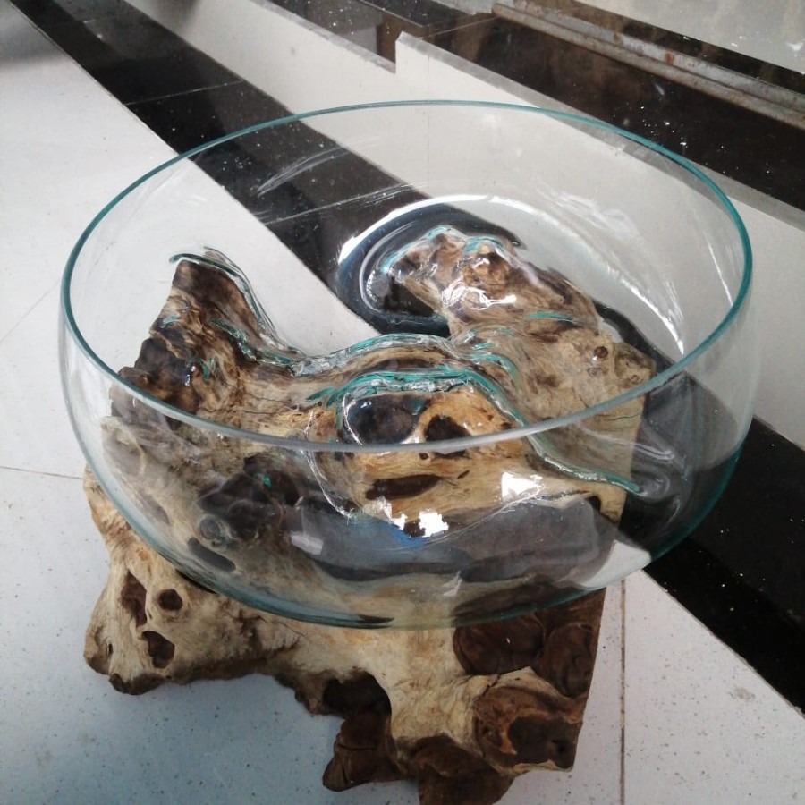 Pot Terrarium kaca Tiup glasswood Size 35 Cm VAS AQUARIUM MINI HIASAN MEJA KAMAR DEKORASI RUMAH