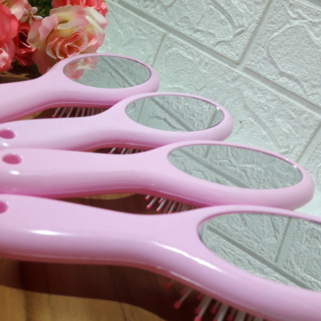 1424 / Sisir rambut anak perempuan model bulat plus kaca cermin