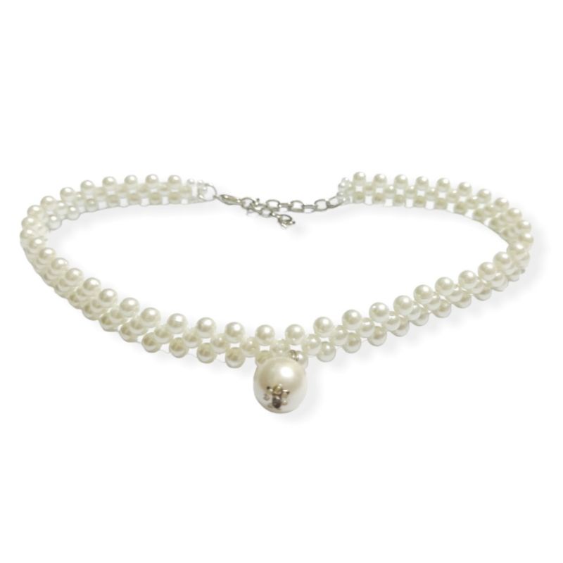 Diana Pearl Choker Necklace Kalung Mutiara Liontin Pearl Anyam Handmade Aesthetic