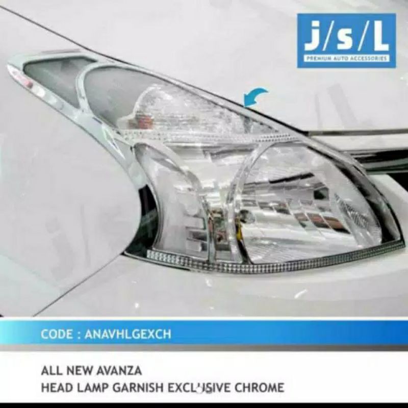 Garnish lampu depan all new Avanza/ Xenia/ head lamp garnish exclusive hitam chrome  jsl