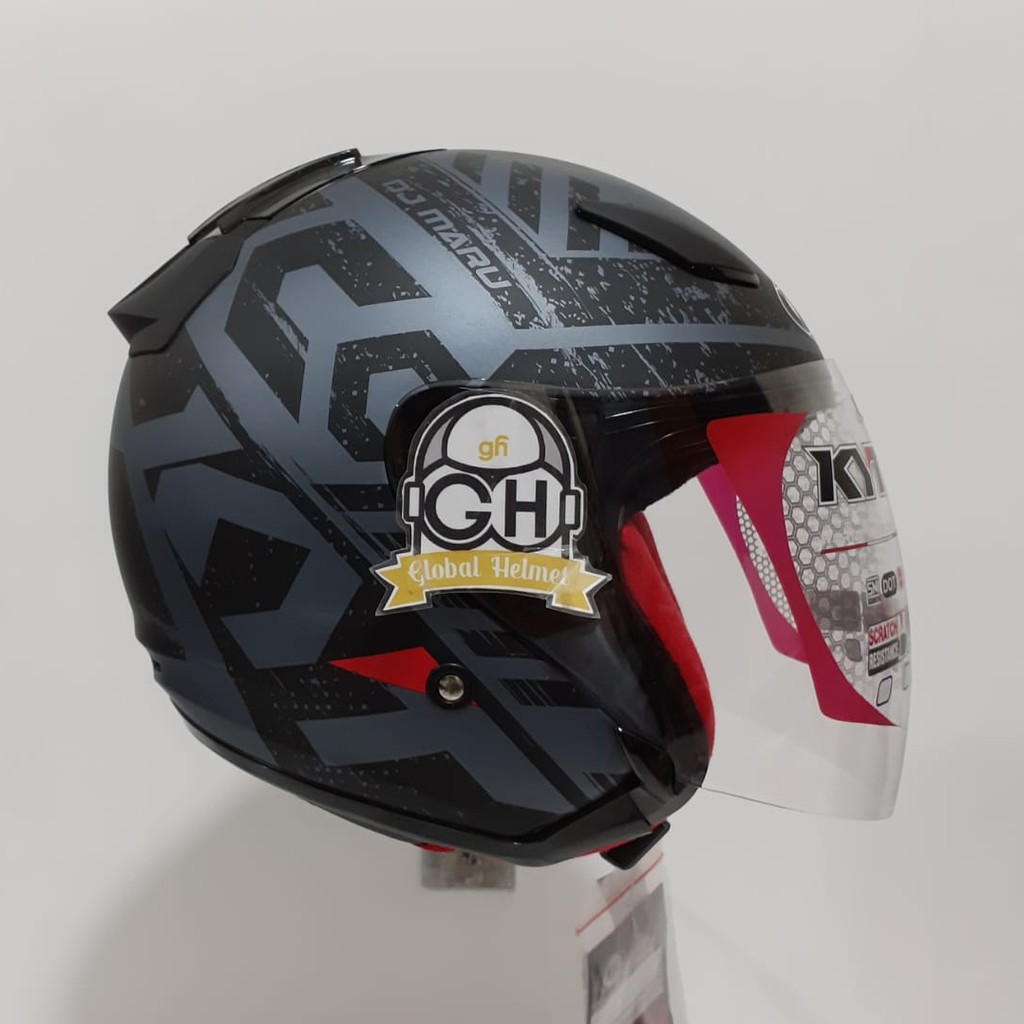 HELM HALF FACE KYT DJ MARU KYT DJMARU MOTIF #16 GUNMATE DOFF BLACK #16
