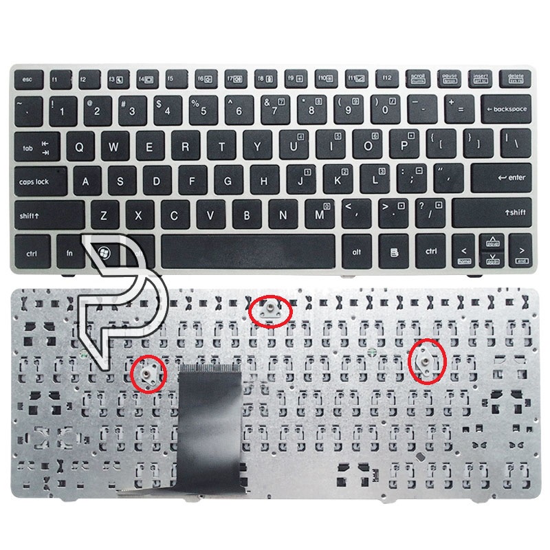 Keyboard laptop HP EliteBook 2570P, 2570, 2560, 2560P, Frame Silver