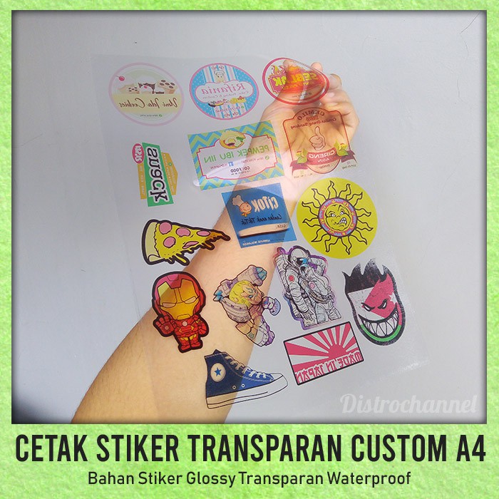 

Cetak stiker transparan A4 waterproof tahan air custom gambar bebas