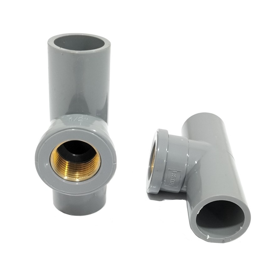 FEMALE TEE 1/2 INCH PVC / TEE T DRAT KUNINGAN