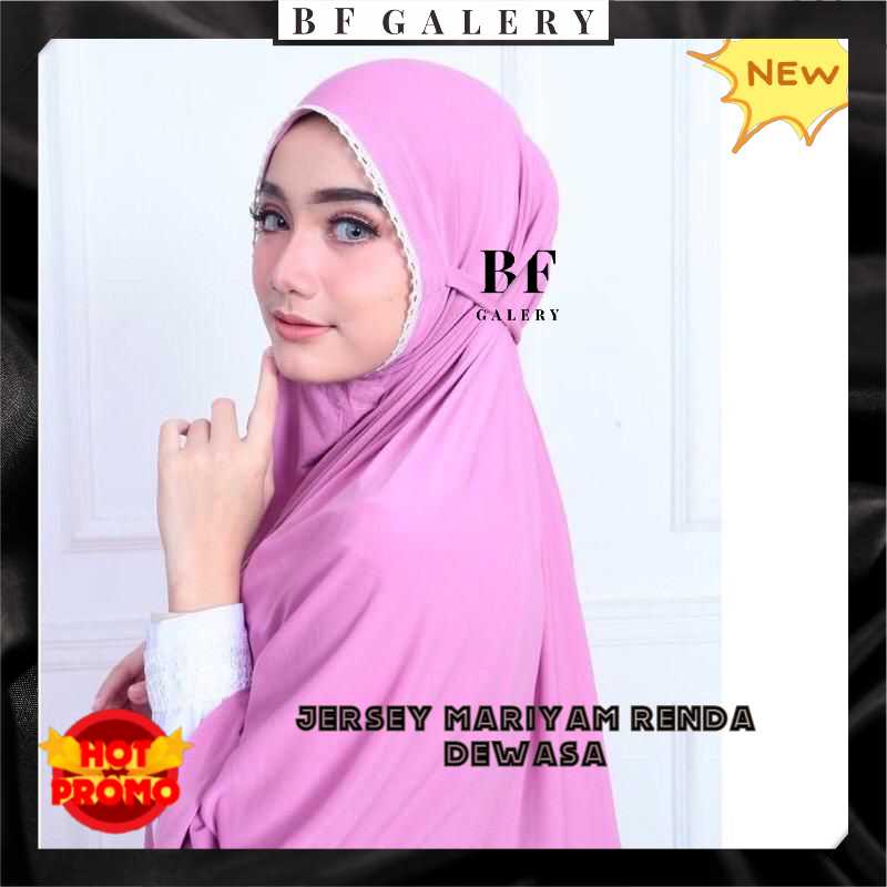 BFJ029 Hijab Bergo Mariyam Renda Jersey Hijab Dewasa /Jilbab Jersey Renda ARABIAN Jakarta