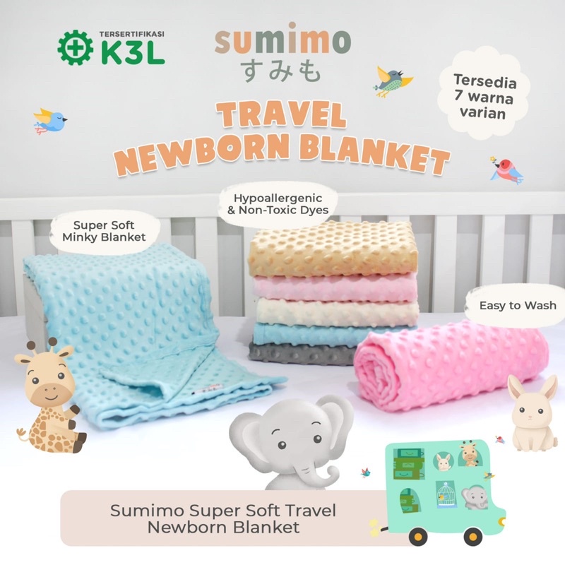 Sumimo Super Soft TRAVEL NEWBORN BLANKET POLOS Bayi Anak Lembut