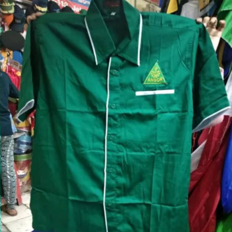 Kemeja ansor hijau lis putih