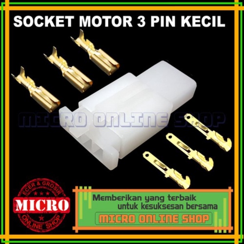 Jual Socket 3 Pin Kecil  Skun / Soket Motor / Konektor Motor / Kabel Motor Murah