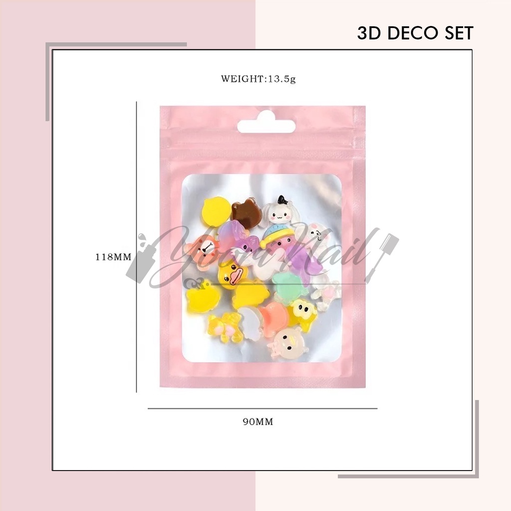 3D deco boneka 3d nail art set pack dekorasi nail art cute japanese