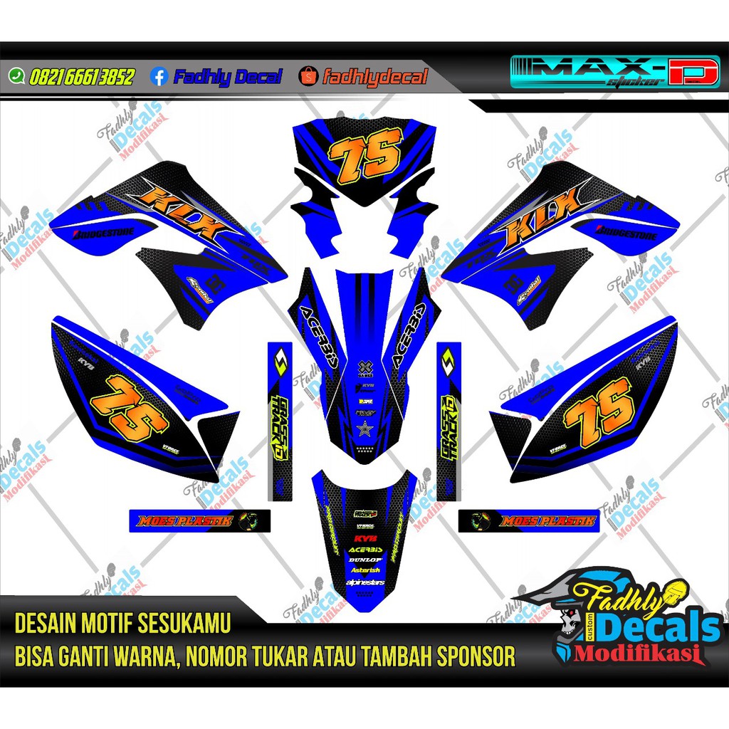 Decal KLX S 150 Biru Hitam Keren Sticker Fullbody
