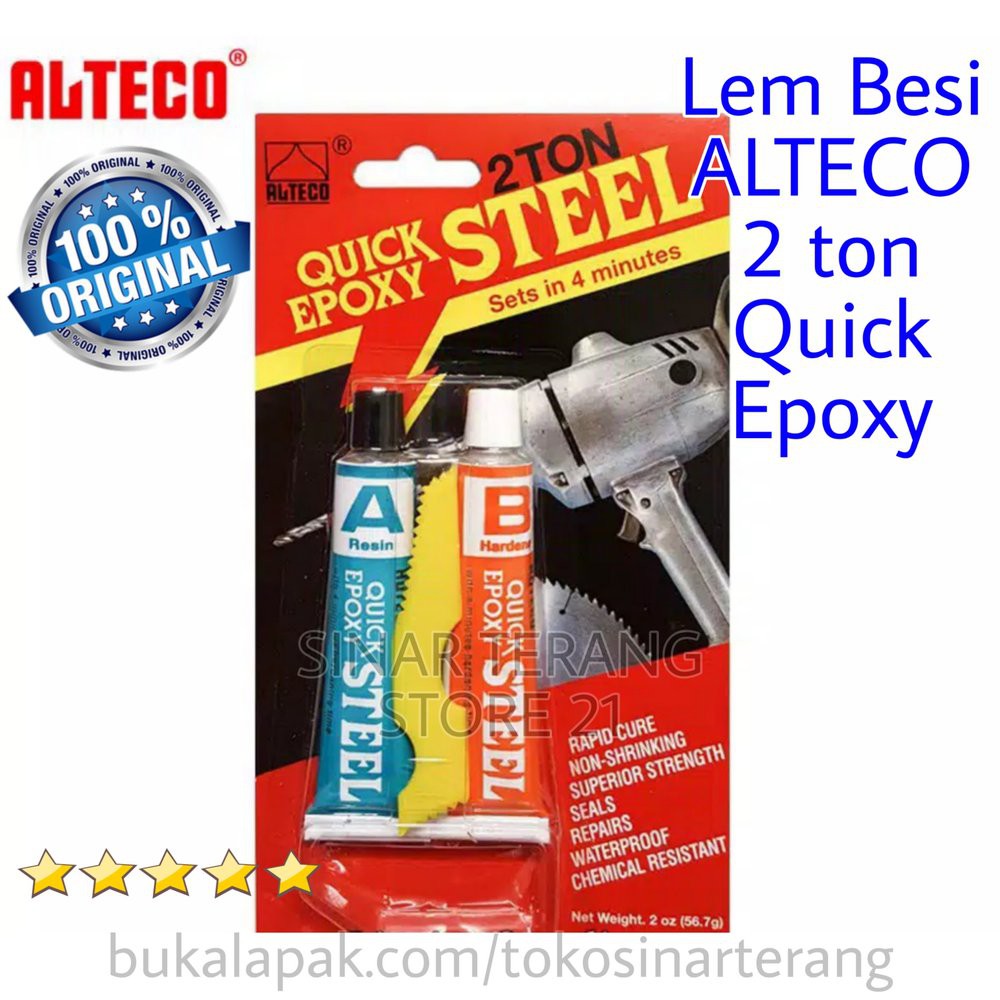 

Lem Besi ALTECO 2 ton Quick Epoxy 4 menit Tahan Suhu Steel Glue A