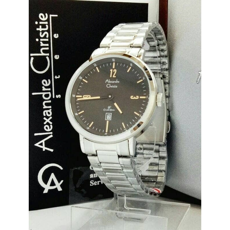ORI ASLI 100% Best Seller ALEXANDRE CHRISTIE AC 8499 WANITA SILVER BLACK ORIGINAL Premium