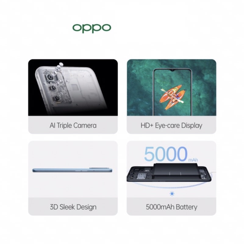 Oppo A16 [4GB+64GB ] Helio G35 - 13MP Triple Camera - 6.52&quot; IPS LCD - 5000mAh Garansi Oppo 1 Tahun