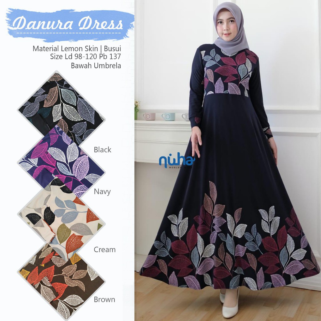Gamis  Busui Motif Daun DANURA DRESS by NUHA