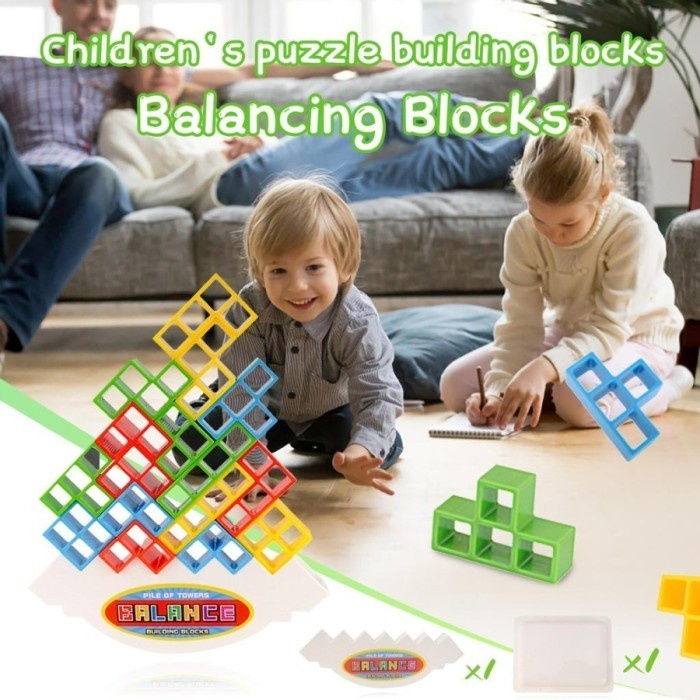 Mainan Balok Keseimbangan Tetra Tower Block Balancing Family Game