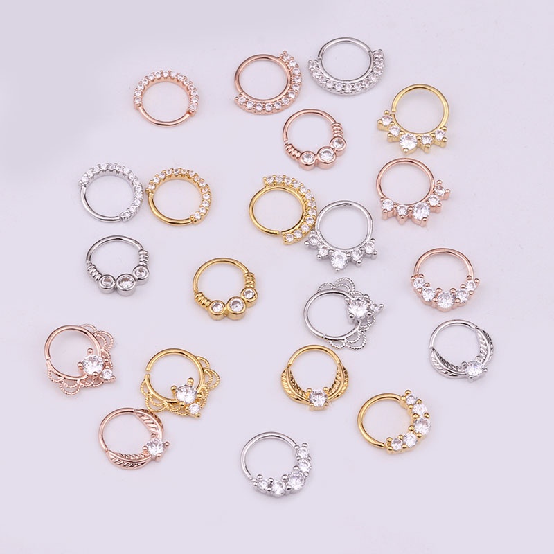 1 Pc Personality Creative Round Shape Solid Color Brass Earring Nose Ring for Women