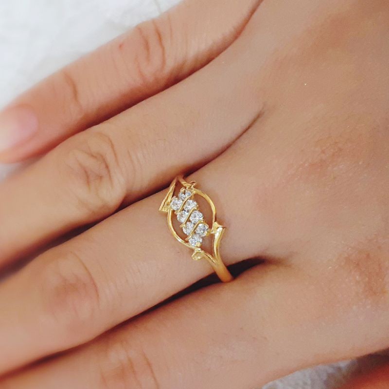 Cincin Baris Putih Emas muda 1 gr