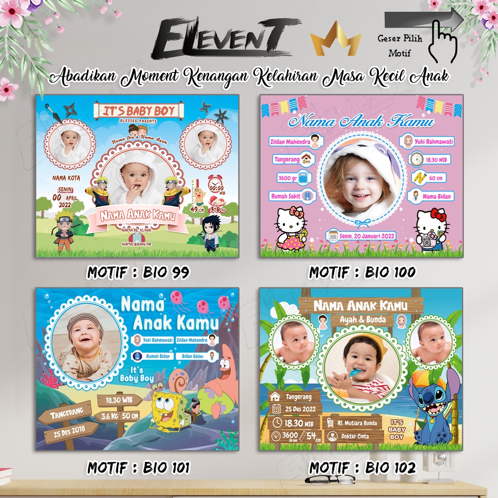 Miliki Softfile Biodata Bayi Data Kelahiran Anak Harga Terjangkau Banyak Pilihan 182 Motif Unik Tinggal Cetak Sendiri dengan data Desain bayi Newborn Baby untuk pajangan walldecor bingkai  pigura popup dllbisa Murah-99-102