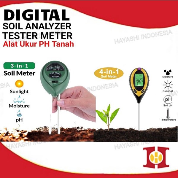 Alat Ukur Meter Tester Tanah Digital Soil Analyzer Moisture PH Light