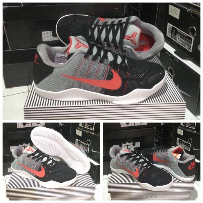 sepatu basket nike kobe 11 elite flyknit cool grey   lebron   curry