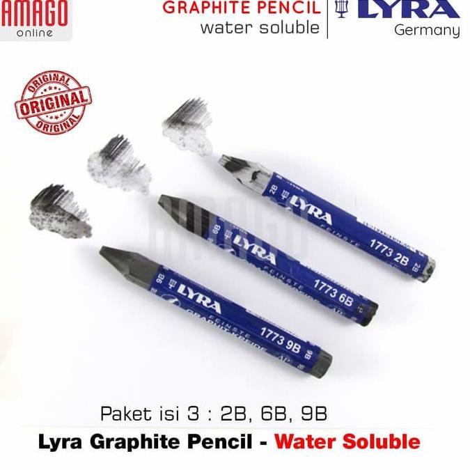 

[KODE WZCN8] LYRA WATERCOLOUR GRAPHITE PASTELS - WATER SOLUBLE (LARUT DI AIR) PAKET ISI 3 - 2B/6B/9B - L563010X