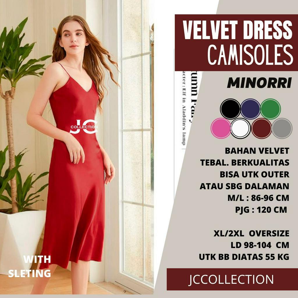 Long Dress Camisoles Sexy Saten Tali kecil Wanita Gaya Korea Minorie - JCCollections