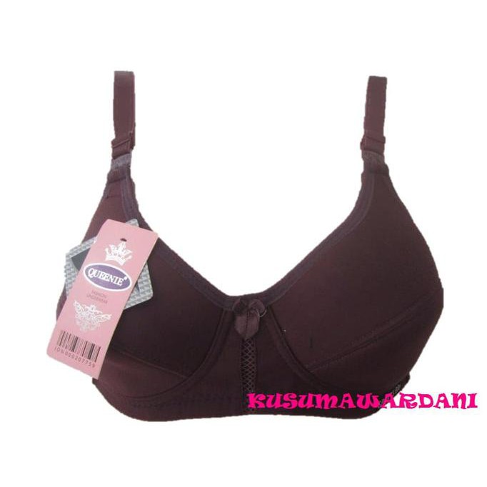 Pow376- Queenie |Pakaian Dalam Wanita Sport Bra / Bh Busa Tipis Tanpa Kawat - 34B, Putih Gading