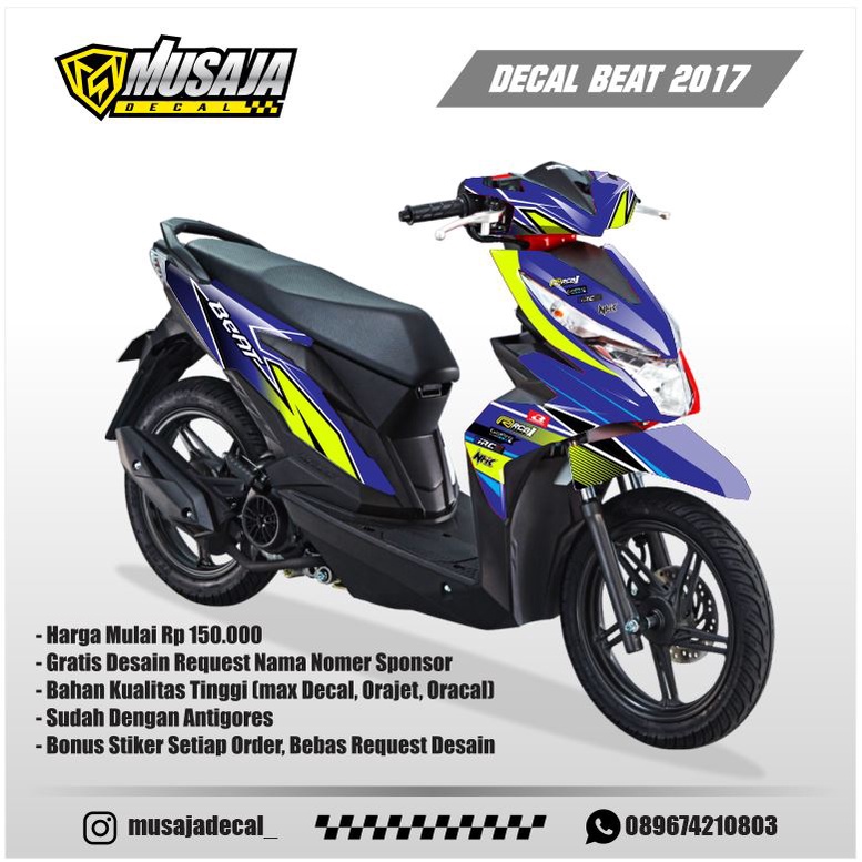 Decal stiker beat 2017 full body road race biru kuning - Decal beat 2017 fullbody