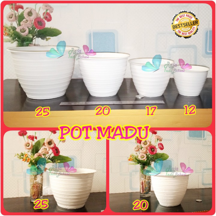 Pot Tawon  21 Cm Putih / Pot Madu 25 - Pot Plastik Bunga Tawon Bulat - Bukan Pot Kw Lebah