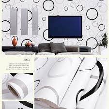 Wallpaper Dinding Stiker Motif Bulat Polkadot Hitam Putih Ukuran 45 cm x 10 m