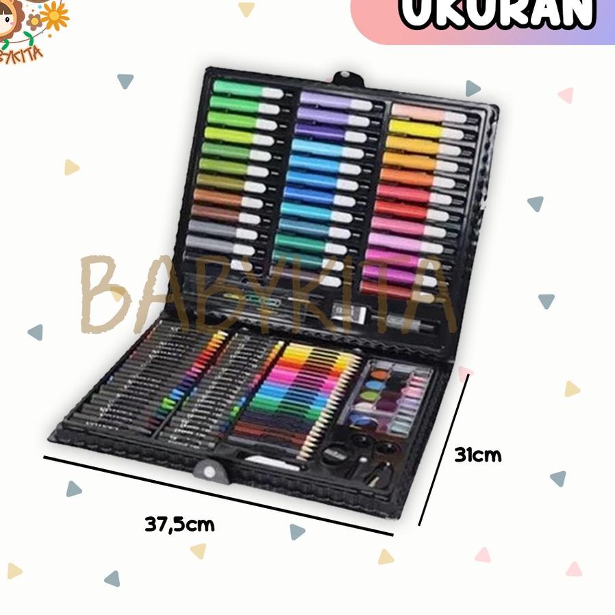 

Paling Laris ♔ 150 PCS Krayon Anak Set Koper 150 in 1 Crayon Full Alat Melukis Mewarnai Set BABYKITA`