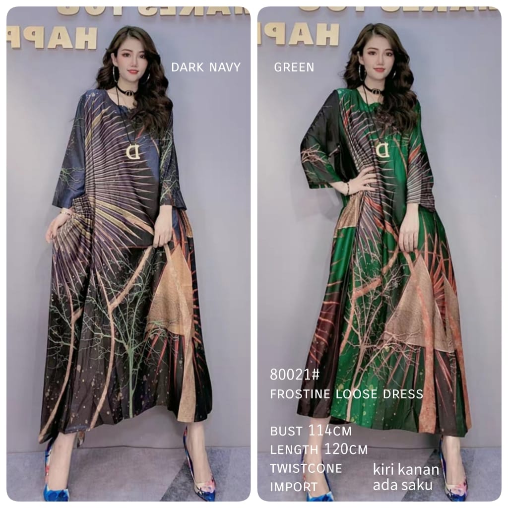 DRESS KOREAN THREE M FROSTINE LOOSE MAXI DRESS PREMIUM IMPORT DRES