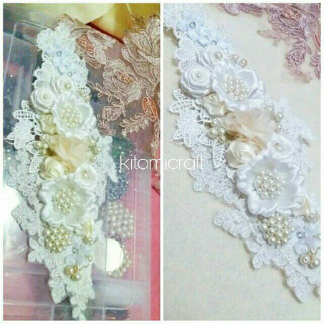 Headpiece hijab pengantin putih