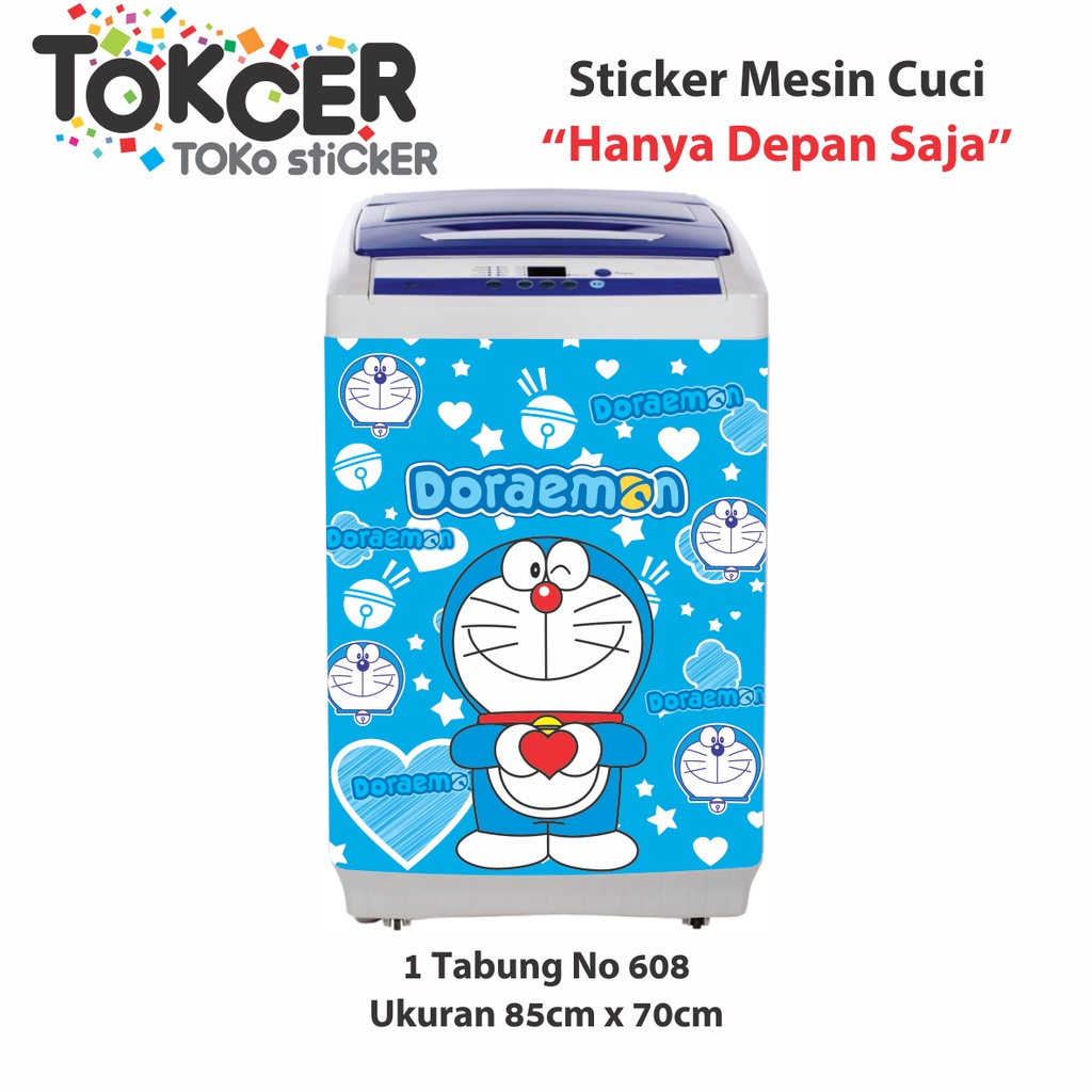 Stiker Mesin Cuci 1 atau 2 Tabung DEPAN SAJA Motif DORAEMON