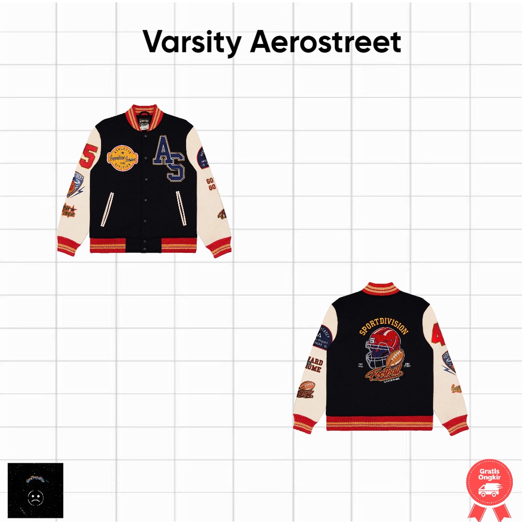 Aerostreet Varsity Go Hard Or Go Home Hitam Jaket GADAA S-XXL