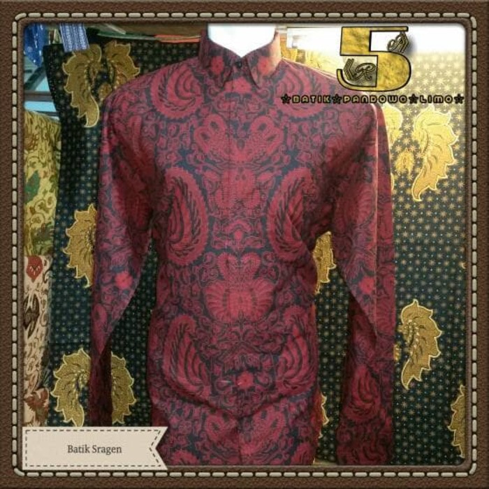 kemeja batik merah lengan panjang semen romo -kemeja batik solo