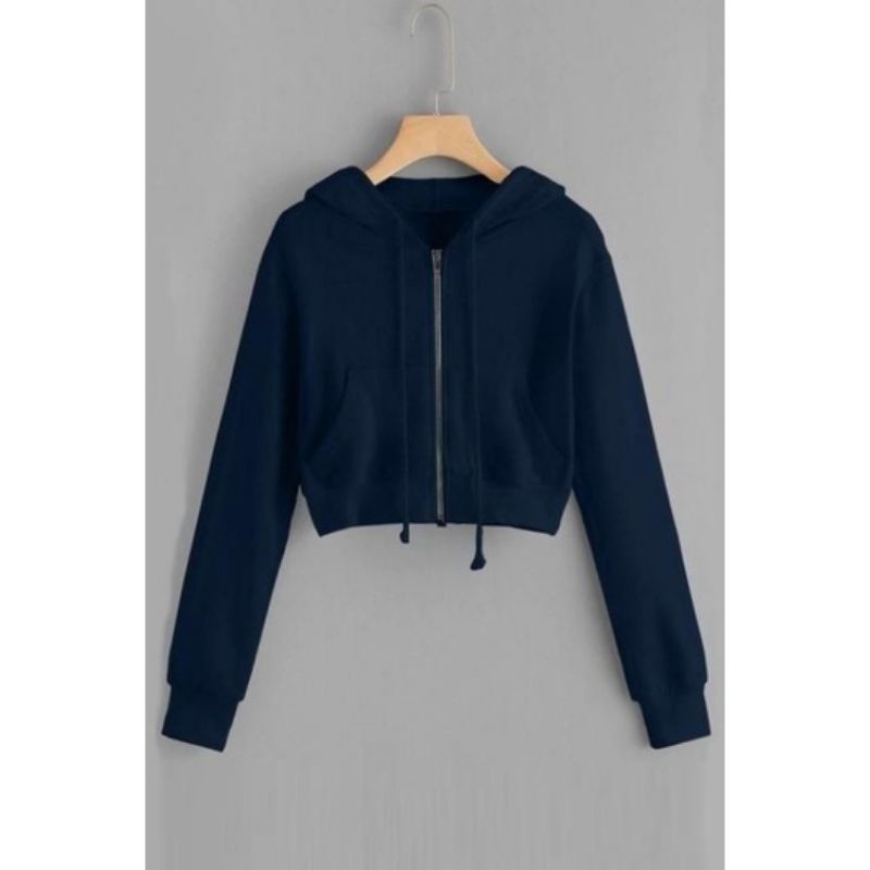 CARLA CROP JACKET ZIPUP HOODIE NAVY ARMY MAROON BABYPINK SAGEGREEN HITAM BIRUMUDA COKLATTUA PUTIH ABUMUDA