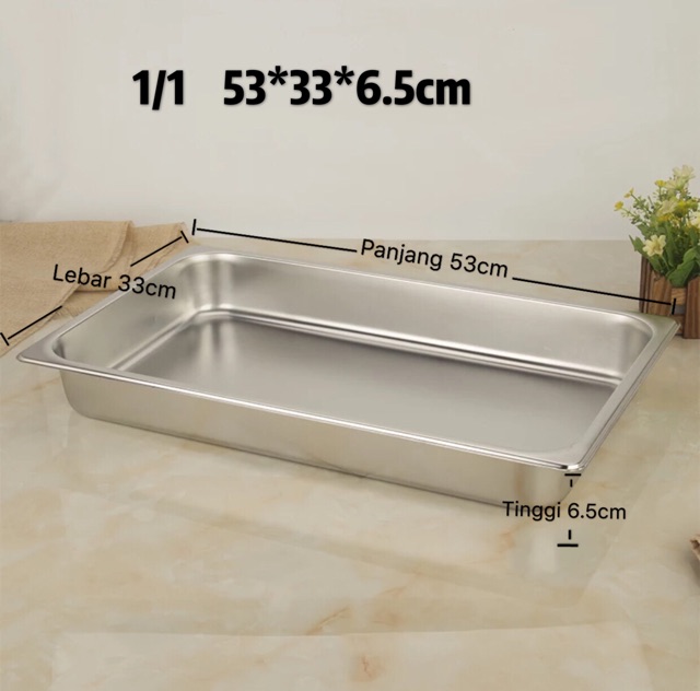 gastronom Food pan 1/1/ ke dalam 6.5cm wadah penyimpan 1165 stainless steel