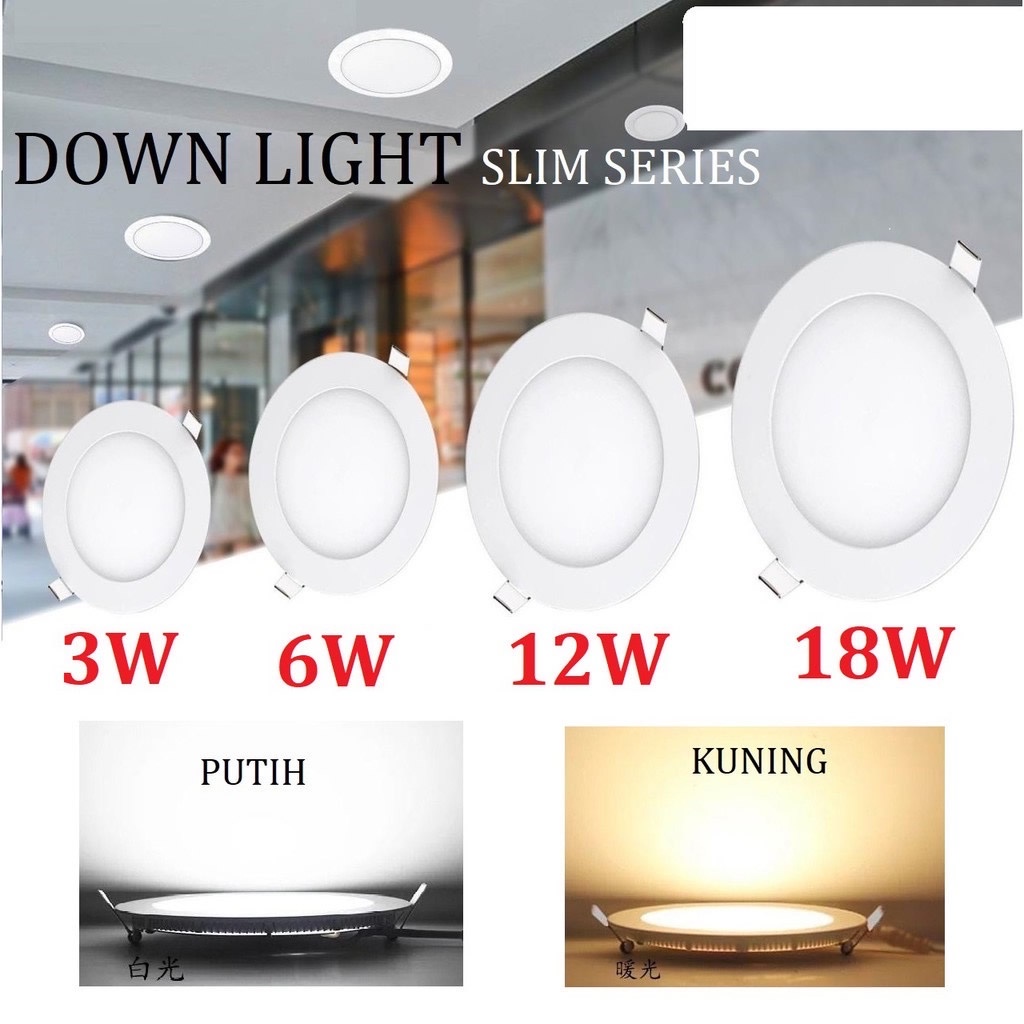 Lampu Panel Downlight LED Mitsuyama 6W / 10W / 12W / 18W Bohlam Plafon Inbow Lamp Bulat Cahaya Putih