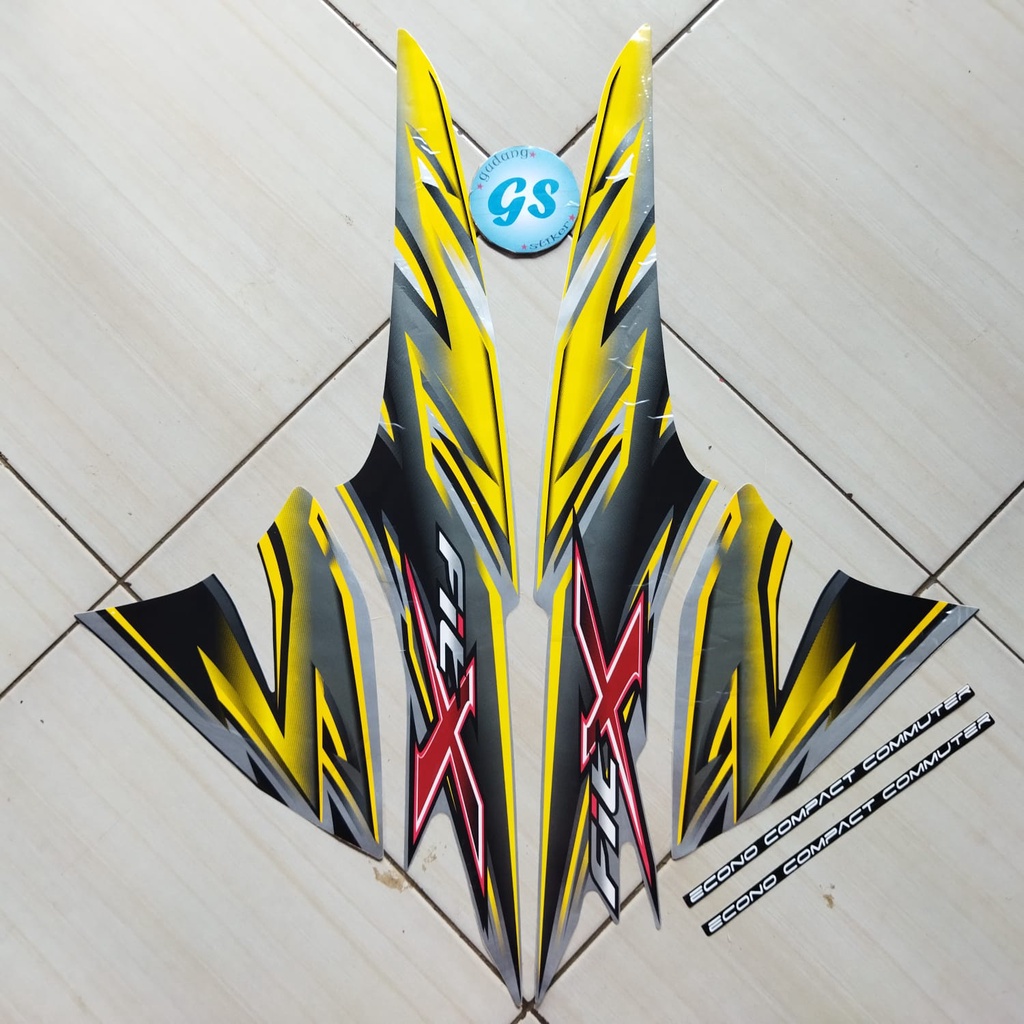 sticker striping motor honda supra fit x 2008 silver-hitam-kuning