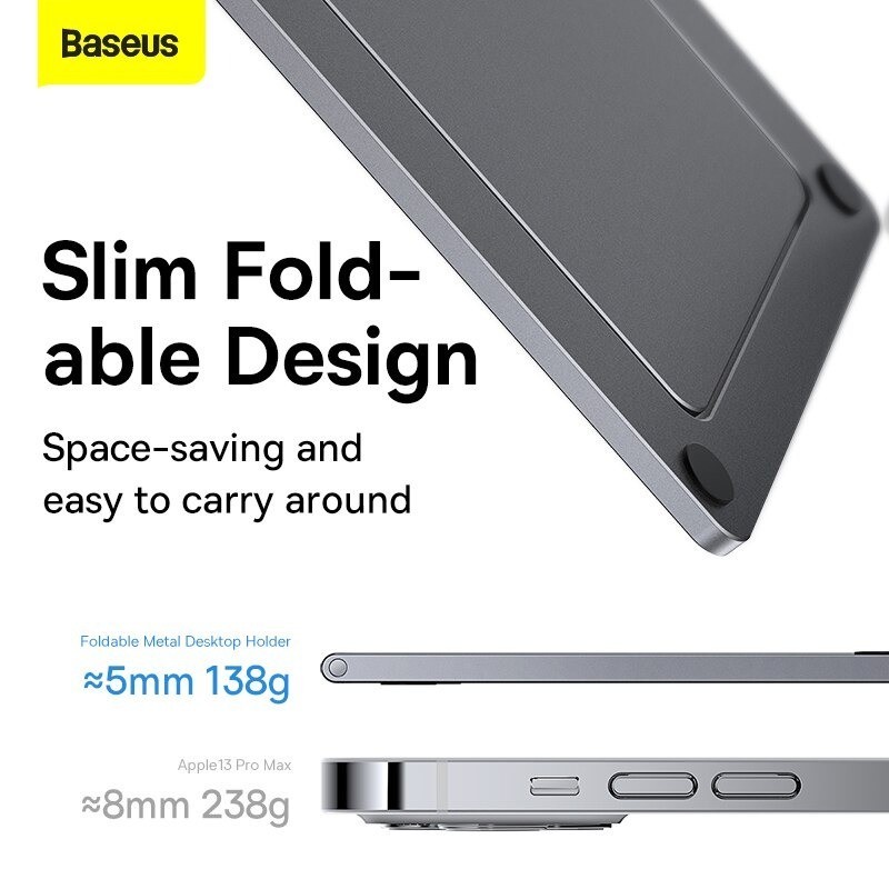 Baseus Original Foldable Metal Phone Holder Tablet Tab Ipad Lipat Dudukan Meja Desktop Aluminium Alloy Ori