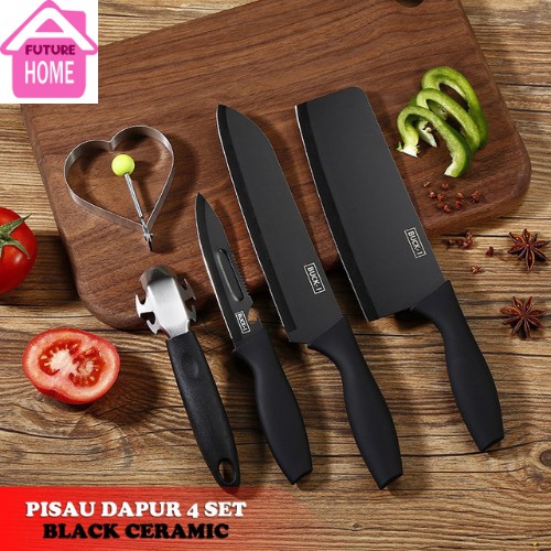 Set Pisau Dapur 5 Pcs Hitam Buck-I Pisau Set 5 In 1 pisau set tajam