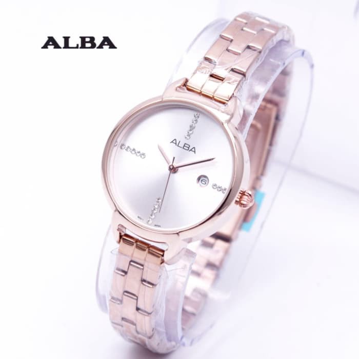 Jam Tangan Wanita / Cewek Alba Mini Rantai Rosegold White