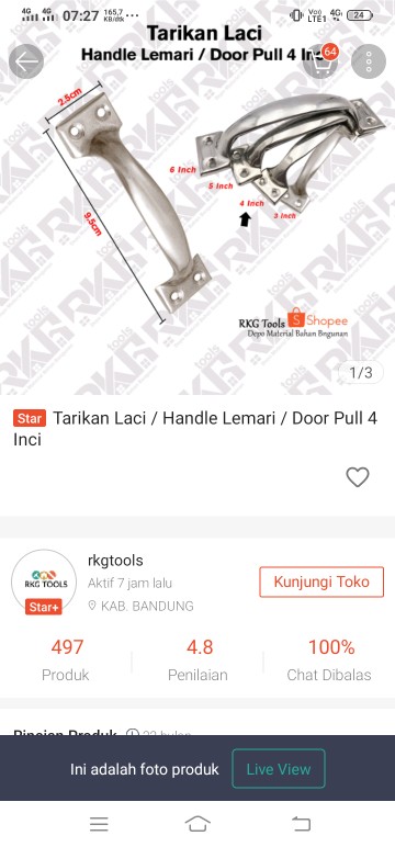 Tarikan Laci / Handle Lemari / Door Pull 4 Inci